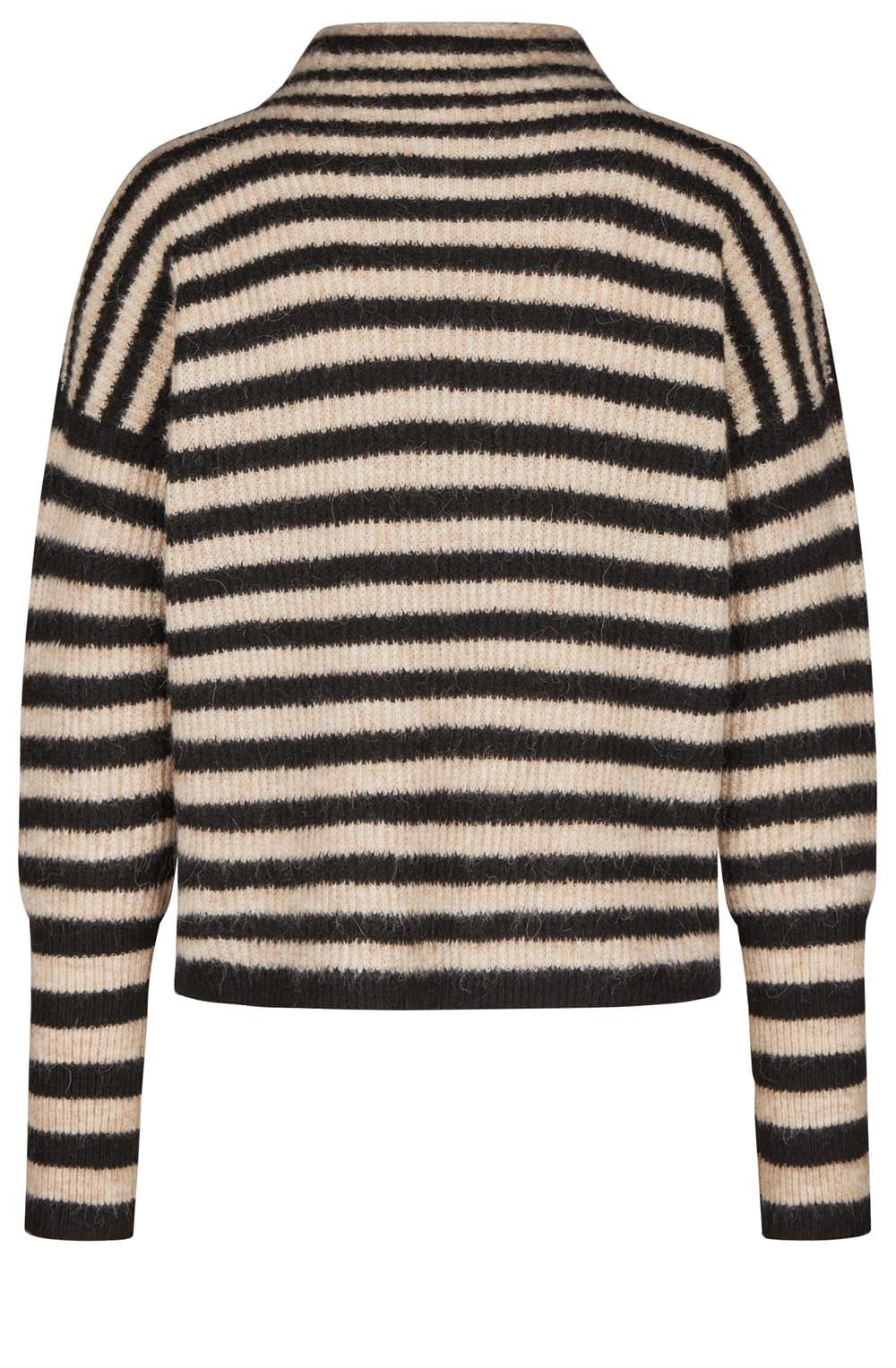 Black and Taupe Striped Box Sweater