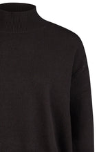Black Curved Hemline Turtle Neck Jumper