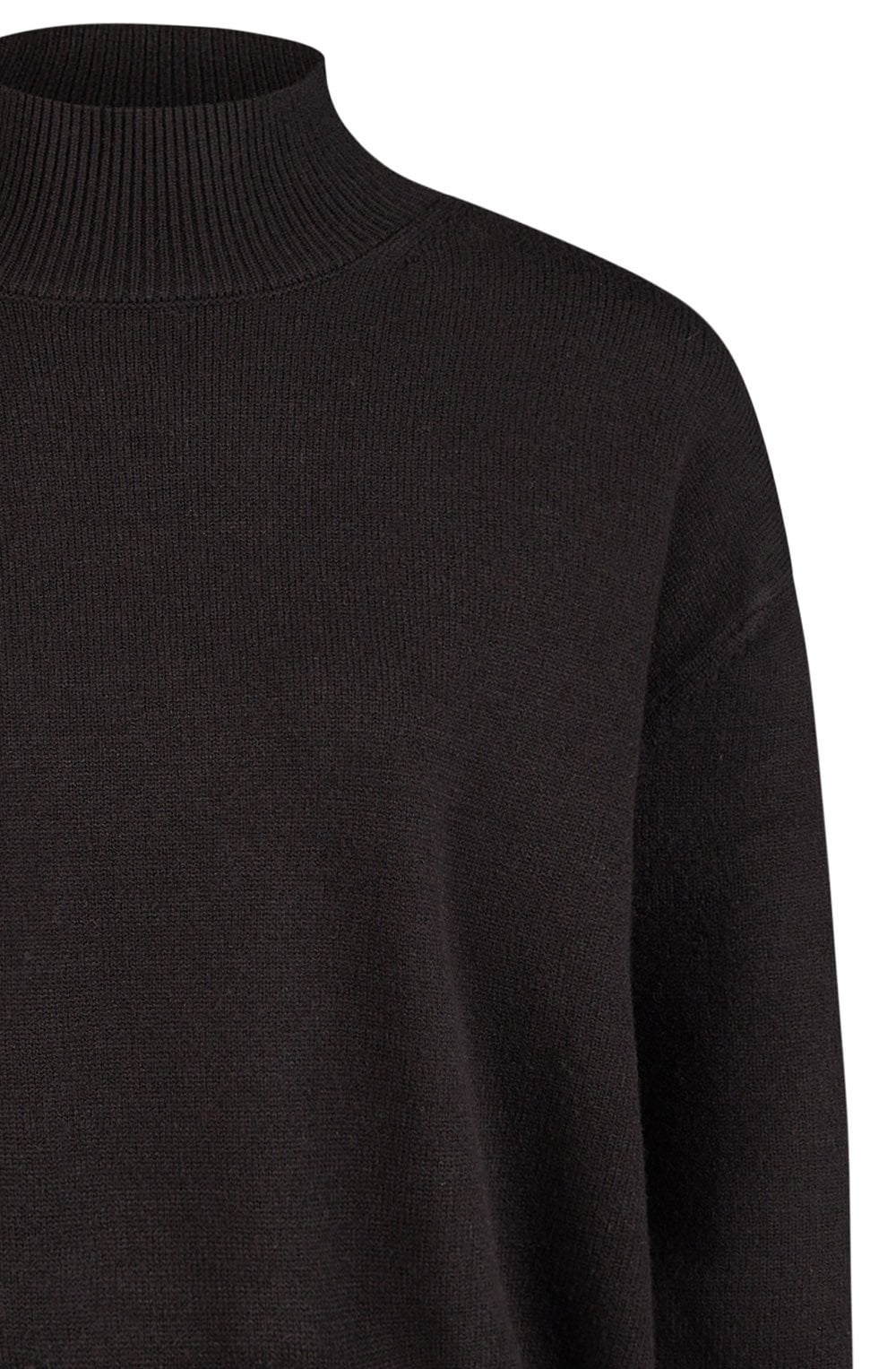 Black Curved Hemline Turtle Neck Jumper
