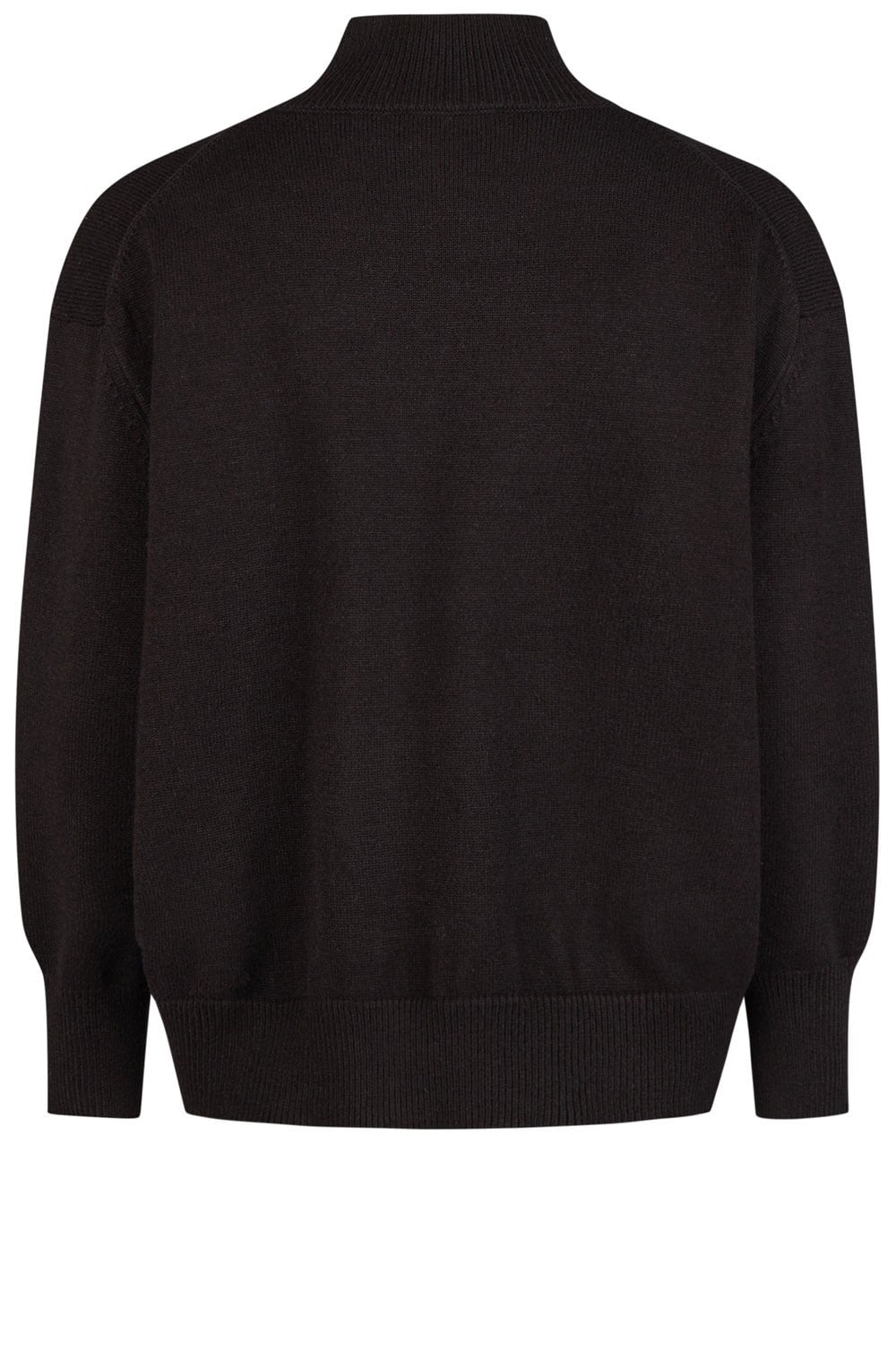 Black Curved Hemline Turtle Neck Jumper