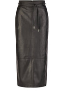 Black Faux Leather Midi Skirt