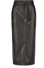 Black Faux Leather Midi Skirt