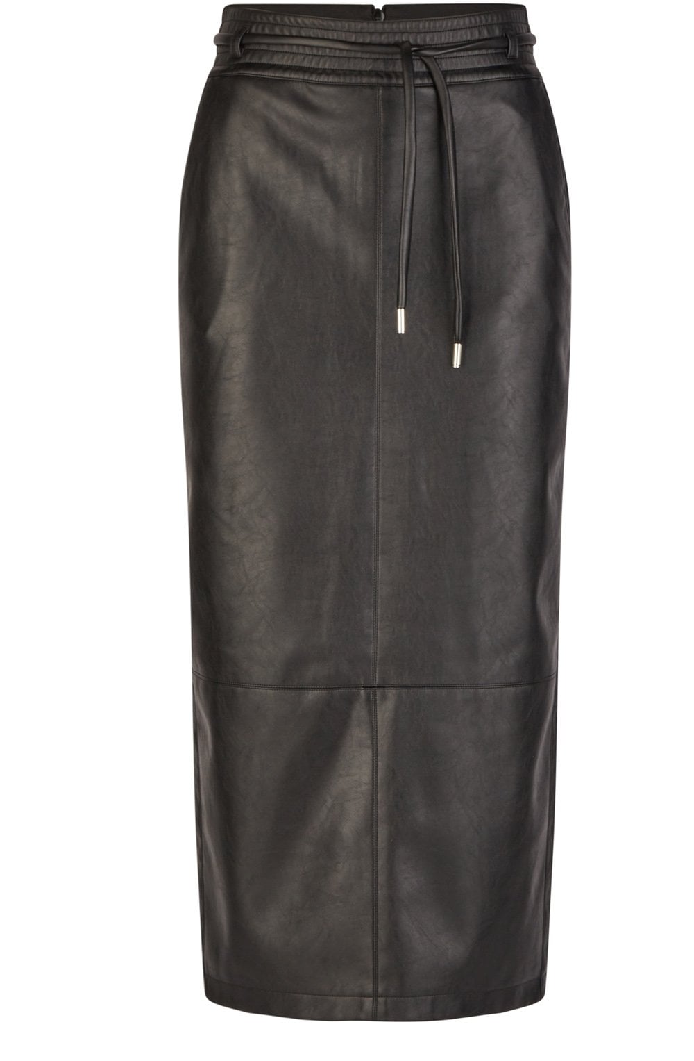 Black Faux Leather Midi Skirt
