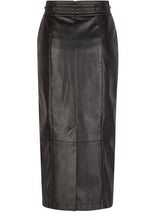Black Faux Leather Midi Skirt