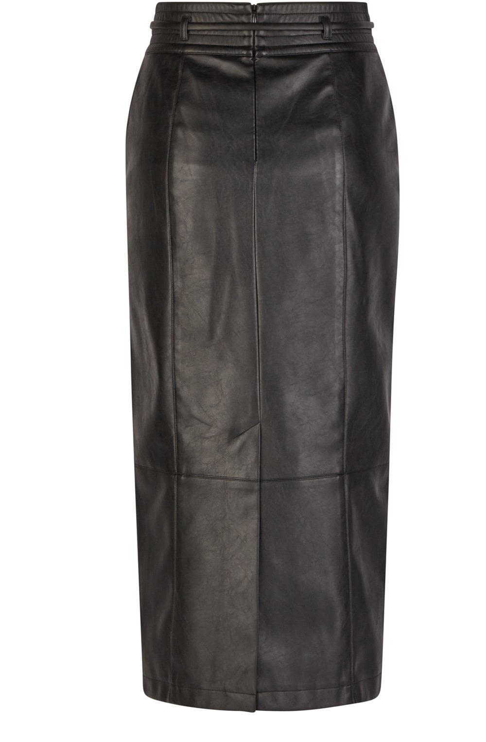 Black Faux Leather Midi Skirt