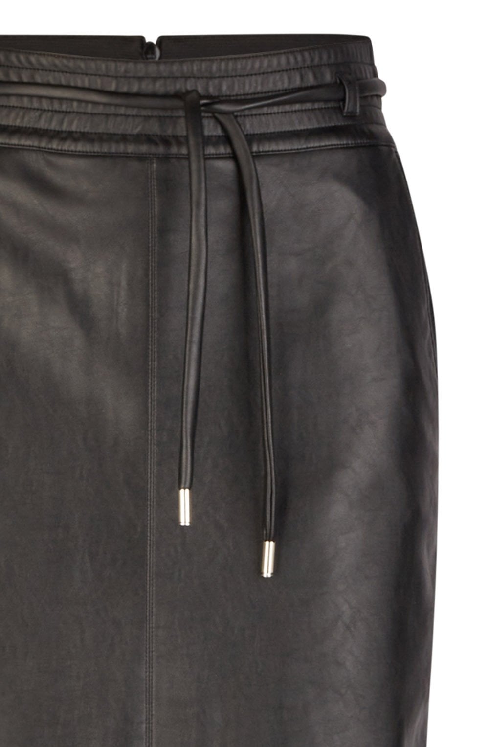 Black Faux Leather Midi Skirt