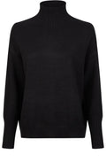Black Ribbed Detail Turtle Neck Jumper