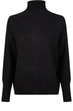 Black Ribbed Detail Turtle Neck Jumper