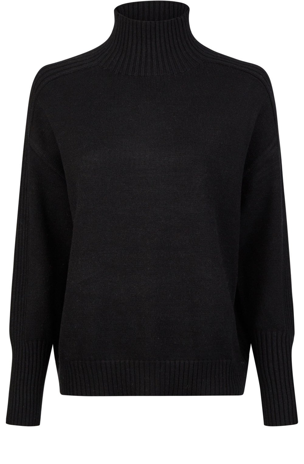 Black Ribbed Detail Turtle Neck Jumper