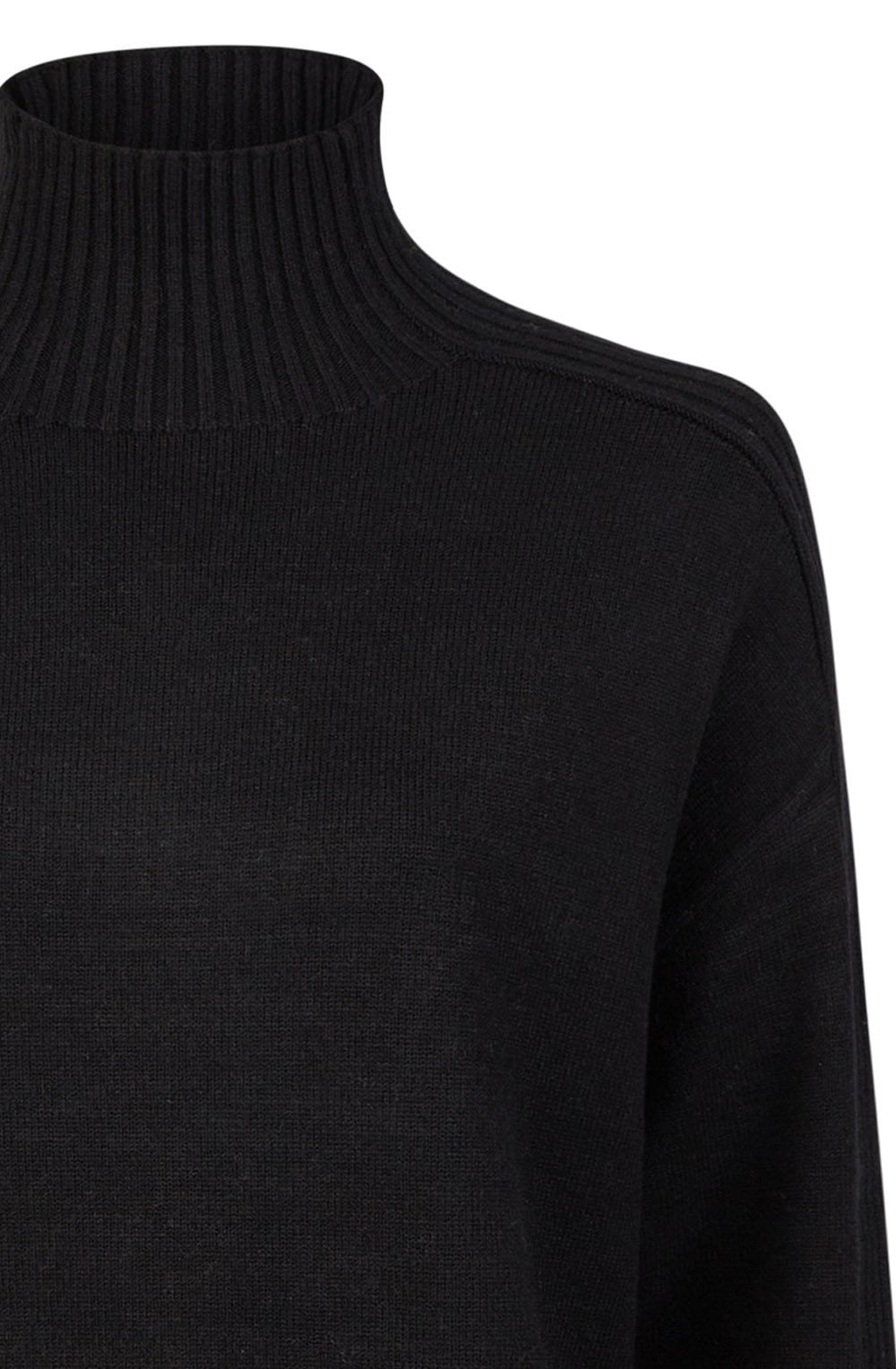 Black Ribbed Detail Turtle Neck Jumper