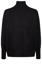 Black Ribbed Detail Turtle Neck Jumper