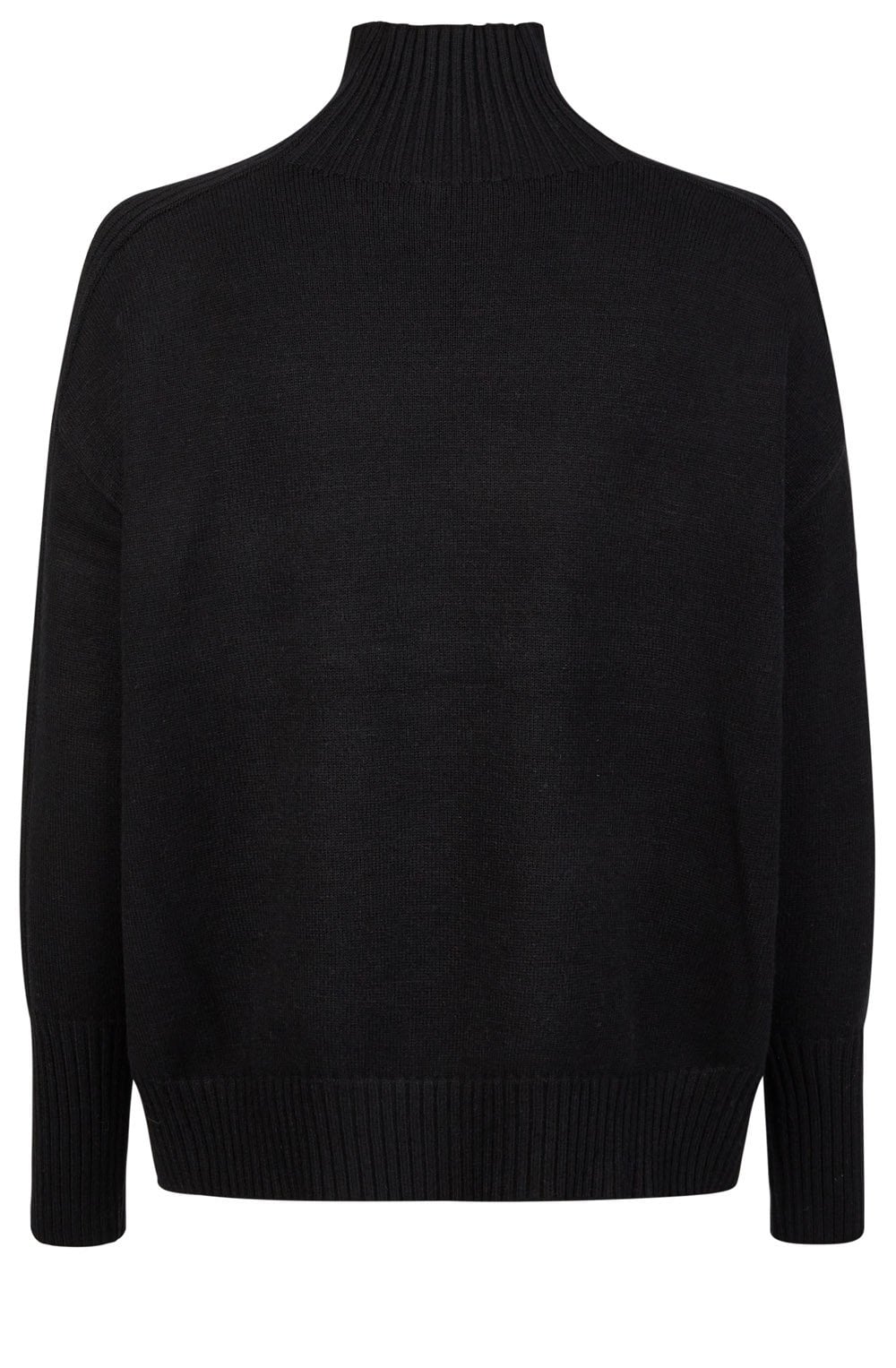 Black Ribbed Detail Turtle Neck Jumper