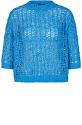 Blue Chunky Ribbon Knit Top
