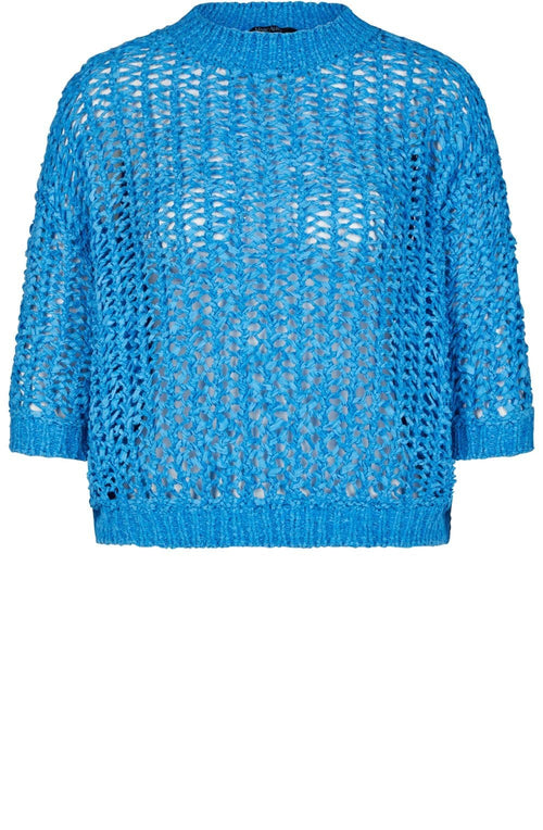 Blue Chunky Ribbon Knit Top