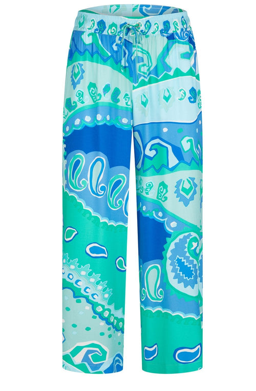 Blue Green Abstract Print Culottes