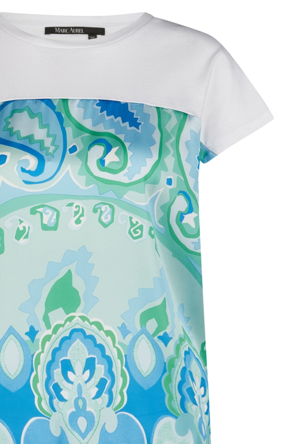 Blue Green Silky Front Drawstring Blouse