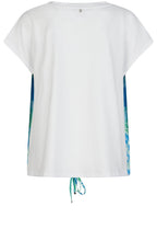 Blue Green Silky Front Drawstring Blouse