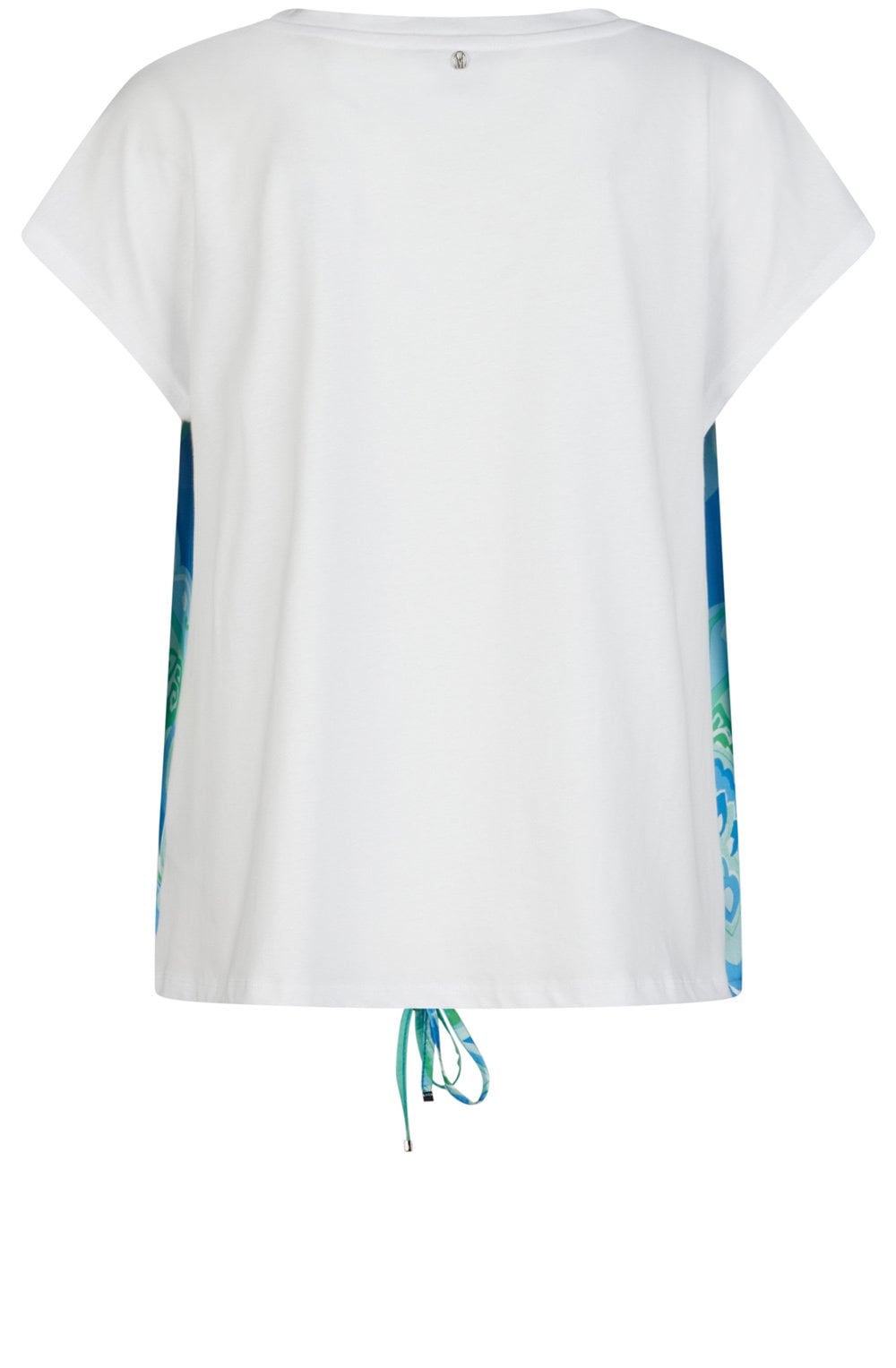 Blue Green Silky Front Drawstring Blouse