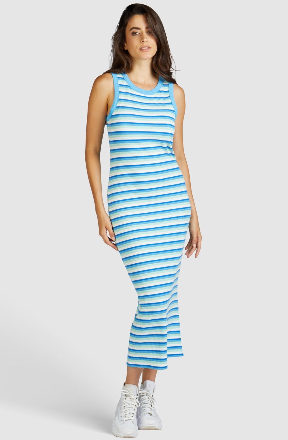 Blue Green Tank Top Midi Dress