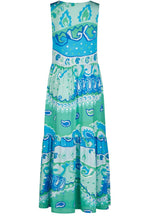 Blue Green Tiered Maxi Dress
