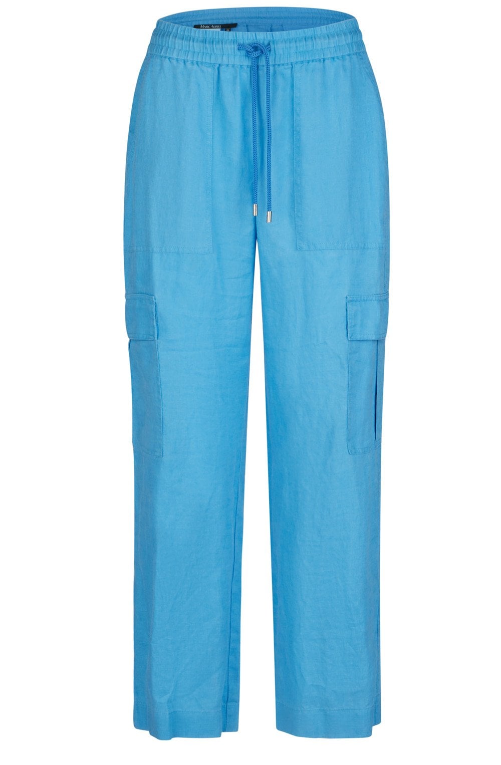 Blue Linen Cargo Trousers