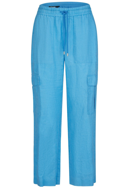 Blue Linen Cargo Trousers