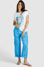 Blue Linen Cargo Trousers