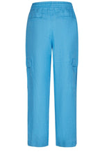 Blue Linen Cargo Trousers