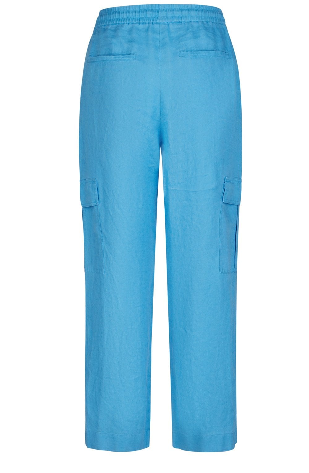 Blue Linen Cargo Trousers