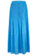 Blue Shimmer Pleated Midi Skirt