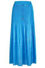 Blue Shimmer Pleated Midi Skirt
