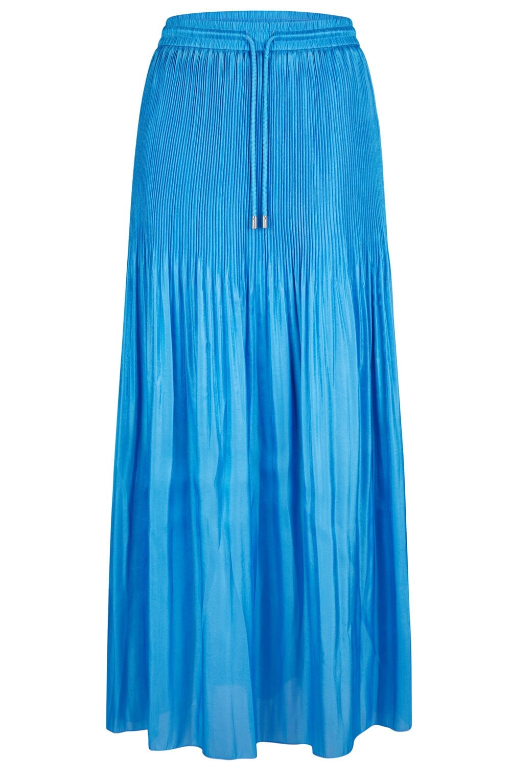 Blue Shimmer Pleated Midi Skirt