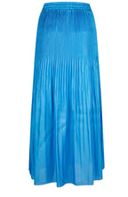 Blue Shimmer Pleated Midi Skirt