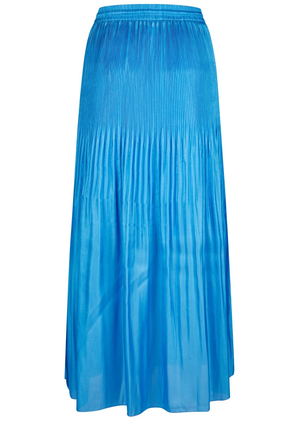 Blue Shimmer Pleated Midi Skirt