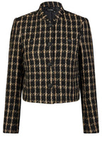 Camel and Black Checked Tweed Jacket