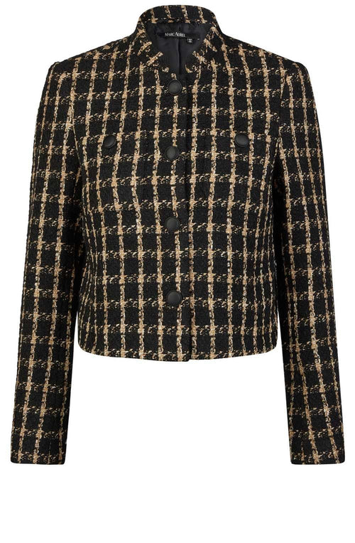 Camel and Black Checked Tweed Jacket