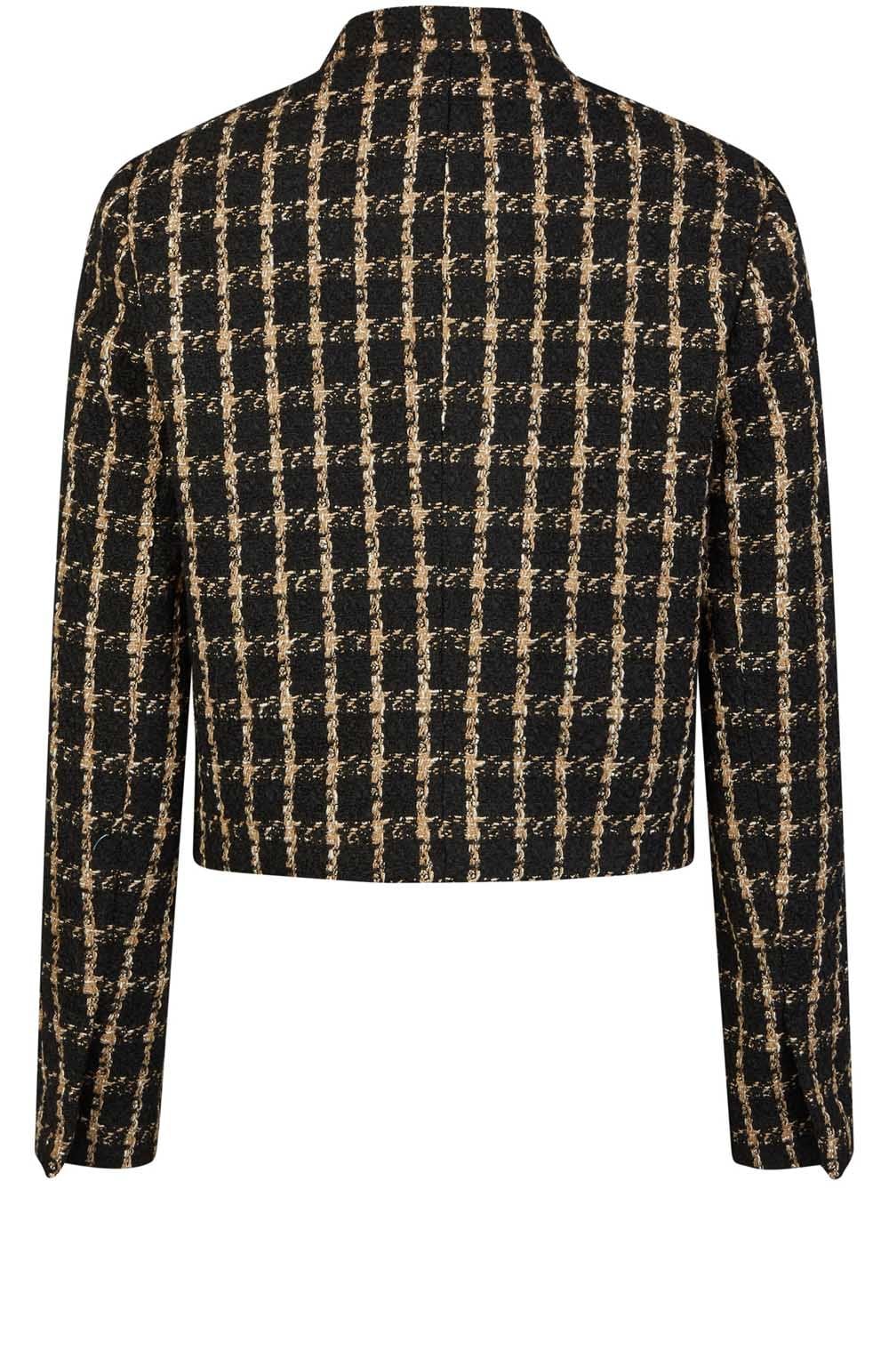 Camel and Black Checked Tweed Jacket