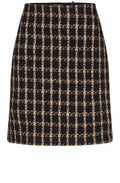 Camel and Black Checked Tweed Skirt