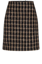 Camel and Black Checked Tweed Skirt