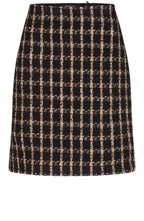 Camel and Black Checked Tweed Skirt