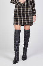 Camel and Black Checked Tweed Skirt