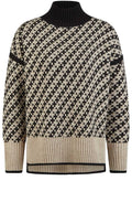 Camel and Black Jacquard Oversized Jumper