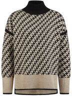 Camel and Black Jacquard Oversized Jumper