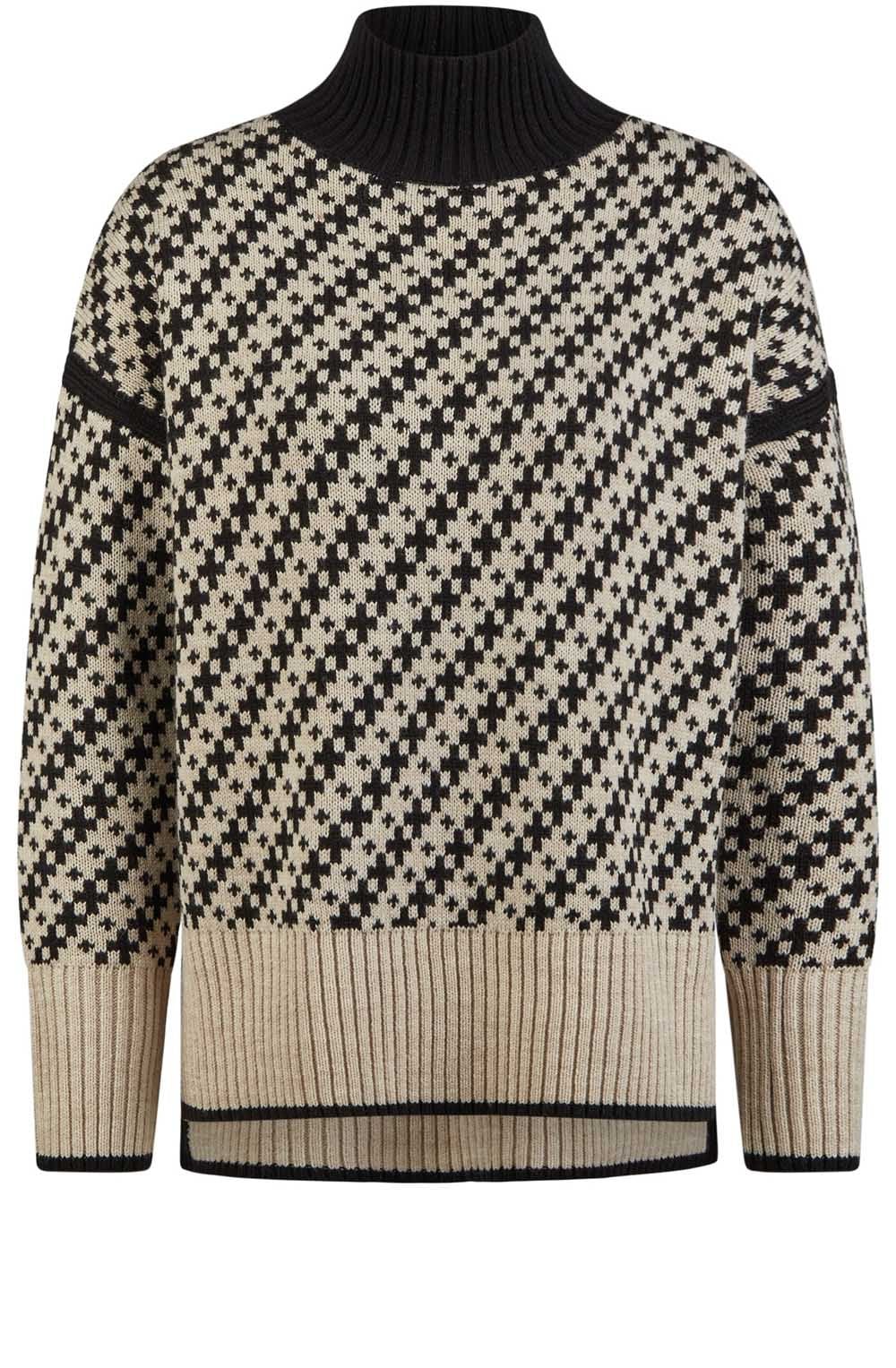 Camel and Black Jacquard Oversized Jumper