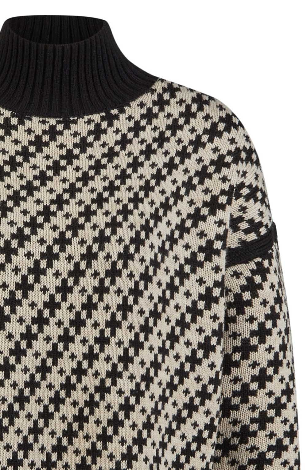 Camel and Black Jacquard Oversized Jumper
