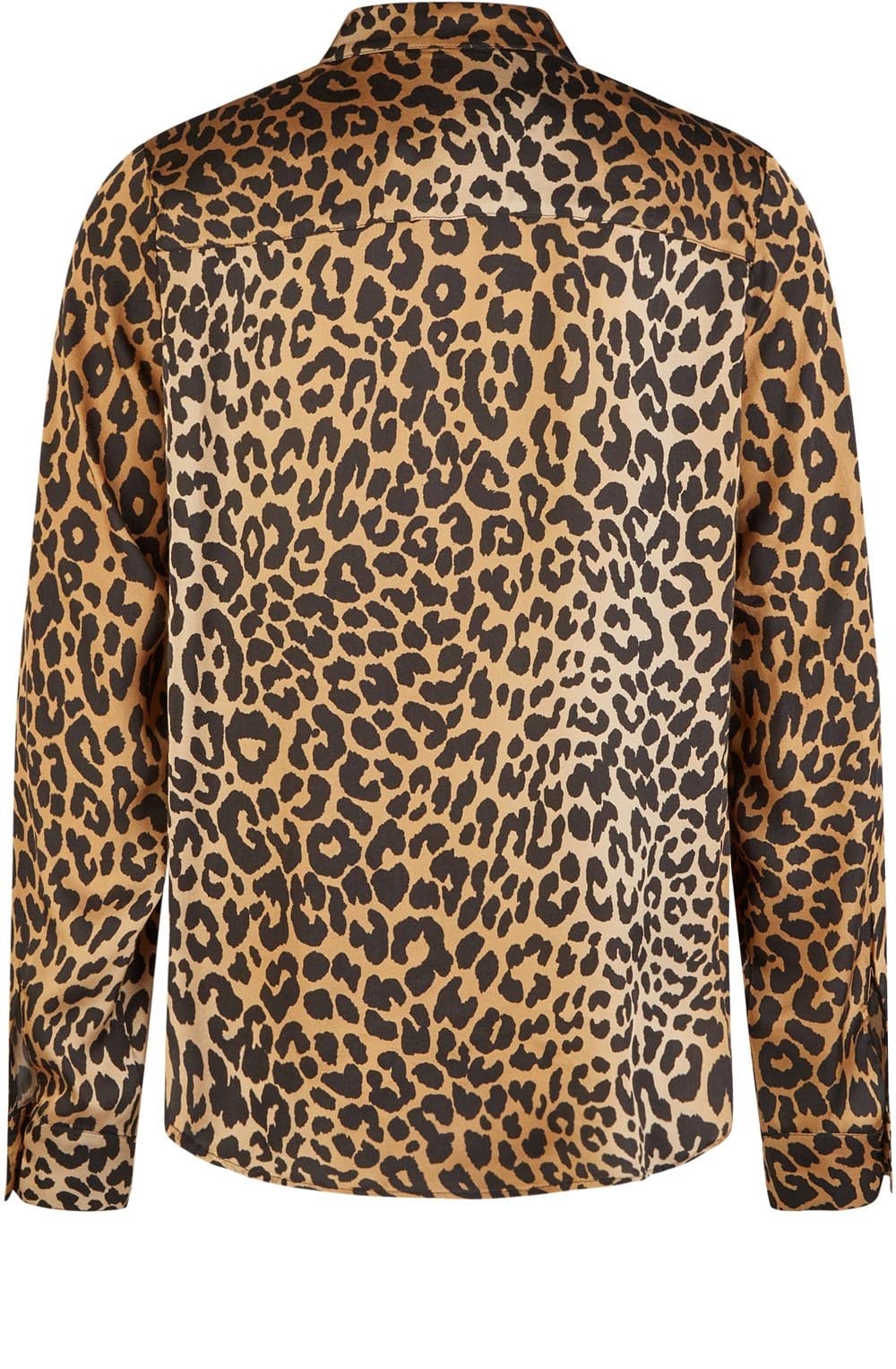 Camel and Black Leopard Print Silky Blouse