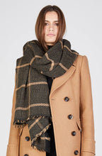 Camel and Black Wool and Alpaca Blend Scarf