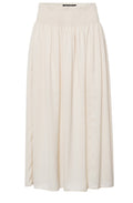 Creme Casual Satin Maxi Skirt