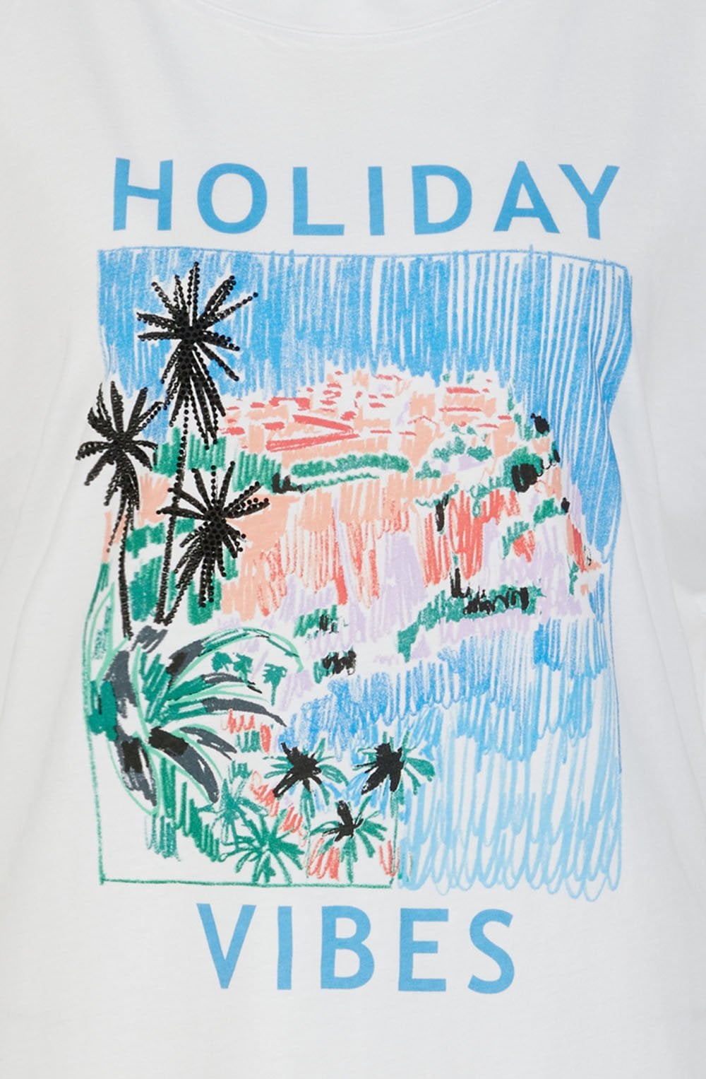 Holiday Vibes Diamante Palm Tree T Shirt
