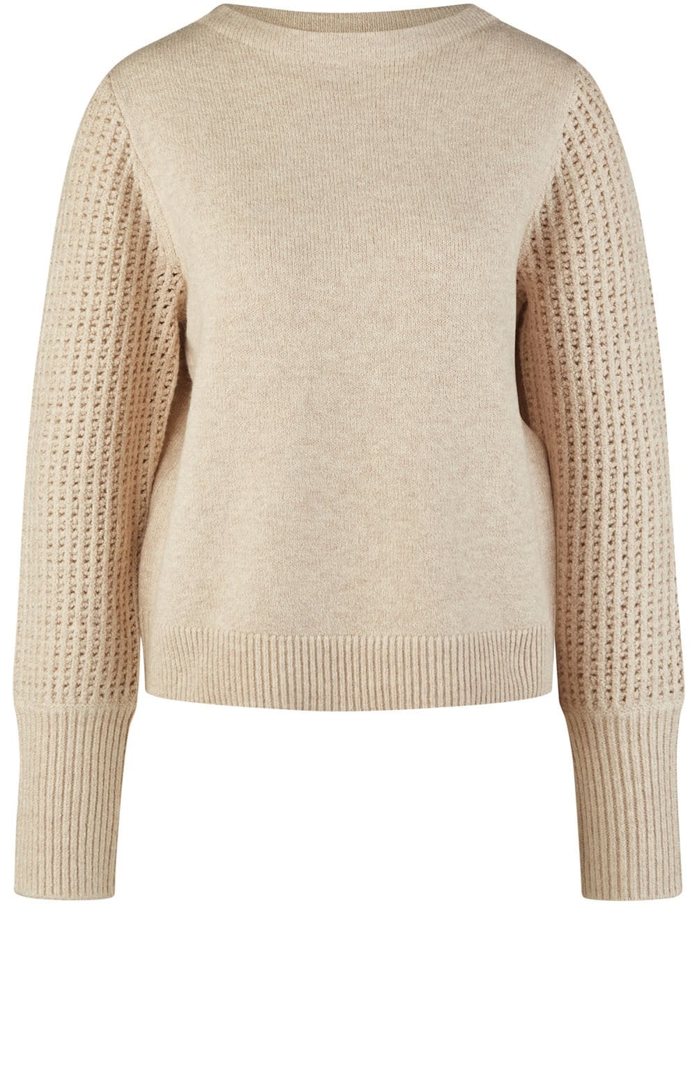 Light Camel Mesh Sleeve Jumper